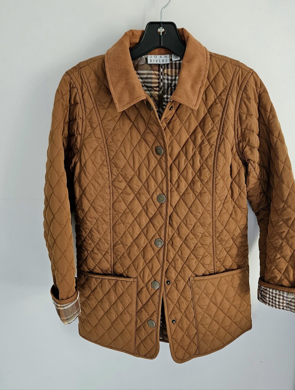 Joan Rivers Coat Quilted Burnt Orange Snap Closure